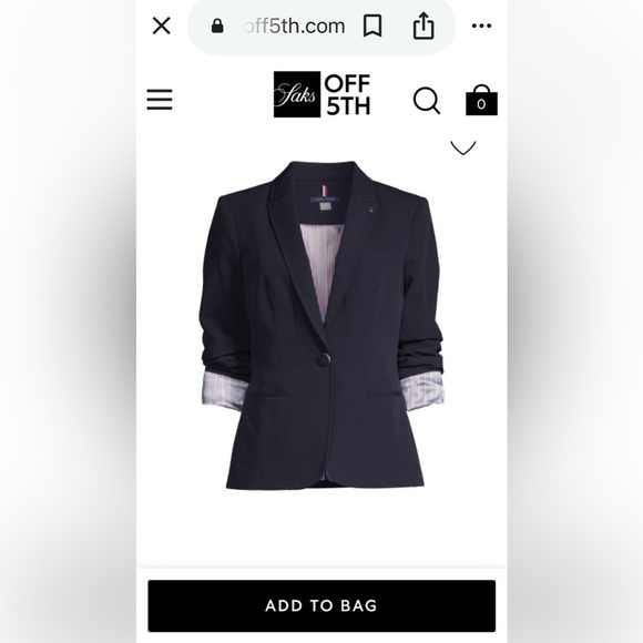 TOMMY HILFIGER Striped Roll Cuff Blazer Navy Blue Size 14 - Picture 4 of 10